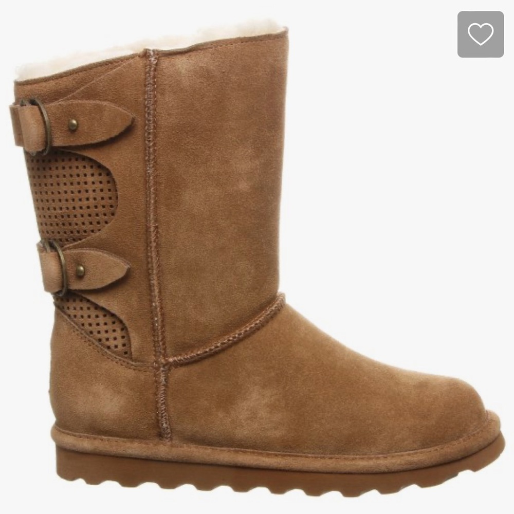 Bearpaw Womens Clara Suede Hickory Sheepskin Mid Height Cozy Winter Boots Size 8 - Picture 2 of 11